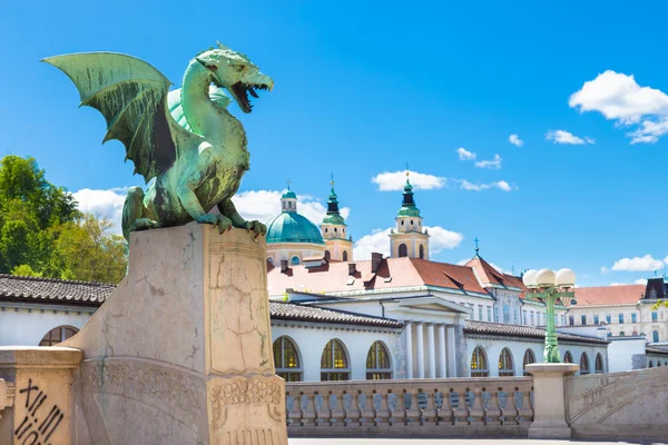 Dragon bridge, Liubliana, Eslovénia, Europa . — Fotografia de Stock