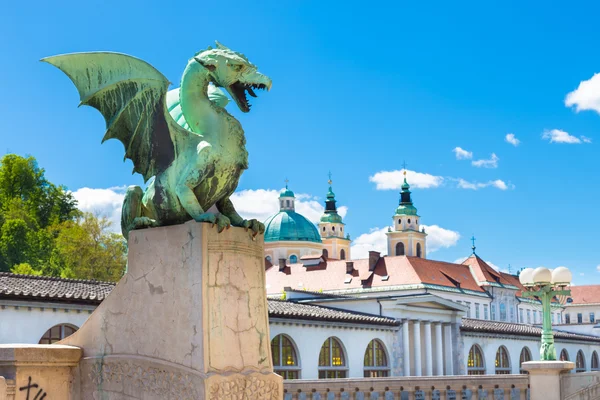 Dragon bridge, Liubliana, Eslovénia, Europa . — Fotografia de Stock