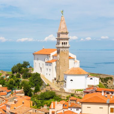 pitoresk eski kasaba piran, Slovenya.