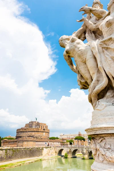 Sant Angelo Castle and Bridge in Rome, Italia. — Stock Photo, Image