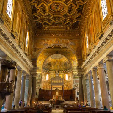Basilica di santa maria trastevere, Roma, İtalya.