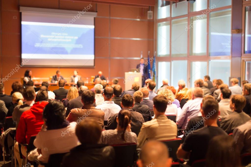 Audience at the conference hall. — Stock Photo © kasto #48763171