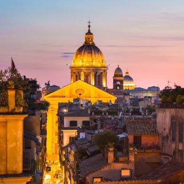 Roma, İtalya günbatımı'Cityscape.