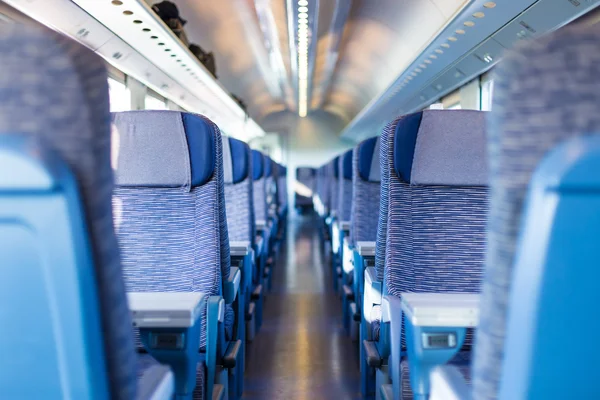 Interior azul do comboio — Fotografia de Stock