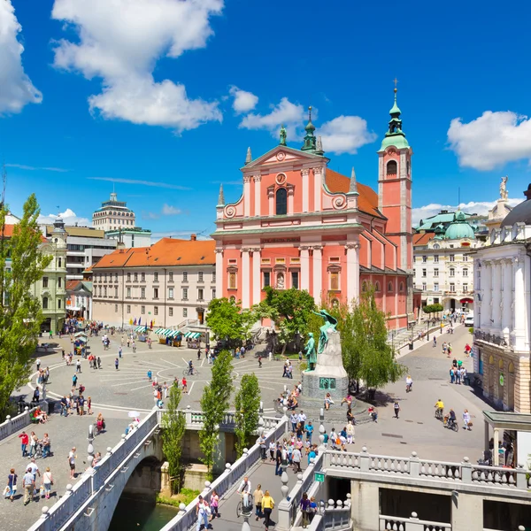 Preseren Meydanı, ljubljana, Slovenya'nın başkenti. — Stok fotoğraf