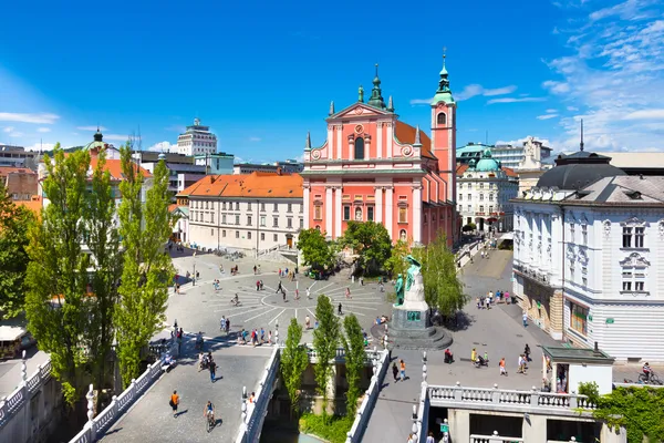 Preseren Square, Liubliana, capital da Eslovénia . — Fotografia de Stock