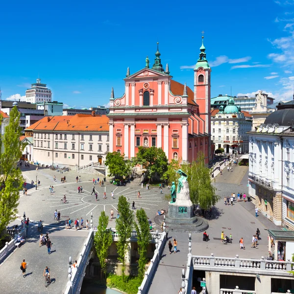 Preseren plein, ljubljana, hoofdstad van Slovenië. — Stockfoto