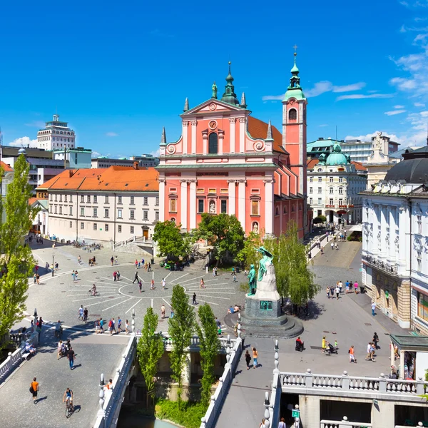 Plaza de Preserven, Liubliana, capital de Eslovenia . — Foto de Stock