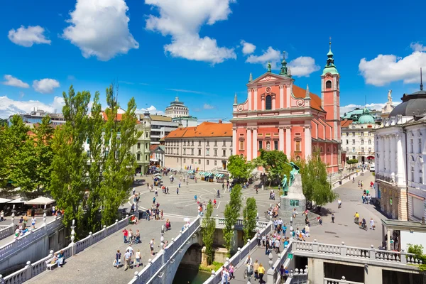 Plaza de Preserven, Liubliana, capital de Eslovenia . — Foto de Stock