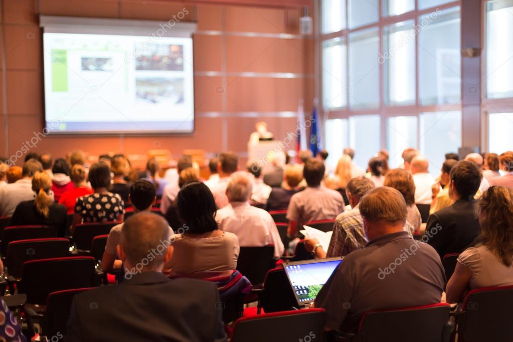 Audience at the conference hall. — Stock Photo © kasto #51352605