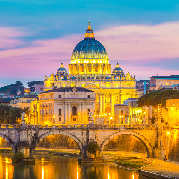 View at St. Peters cathedral in Rome, Italy