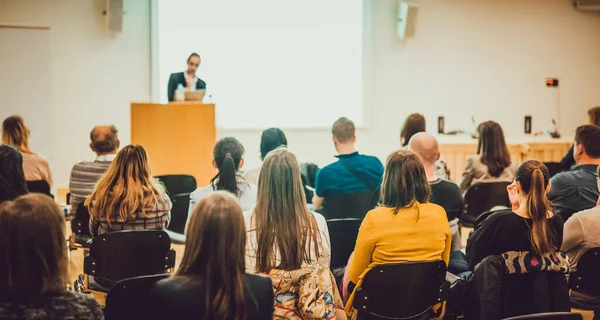 Audience in lecture hall on scientific conference. — Stock Photo, Image