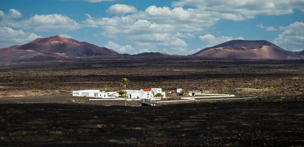 Amazing Panoramic Landscape Volcano Craters Timanfaya National Park Popular Touristic — Stockfoto