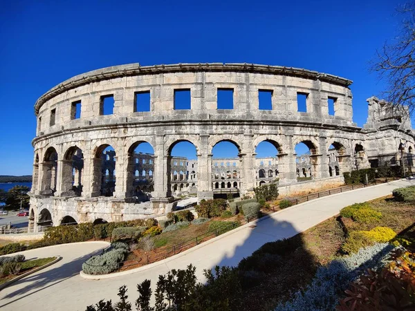 Croatia Pula Ruins Best Preserved Roman Amphitheatre Built First Century — Foto Stock