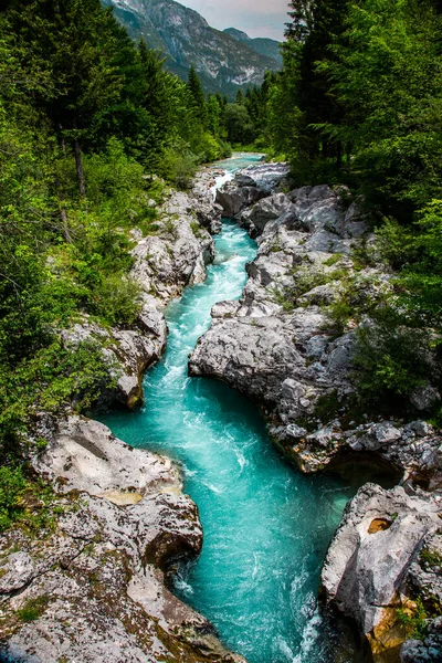 Emerald Soca River in Soca Valley, Slovenia, Europe