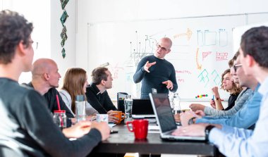 Resmi olmayan rahat bu iş başlangıç şirket toplantı. Tartışmak ve yeni yaklaşımlar ve fikirler iş arkadaşlarınızla Beyin fırtınası takım lideri. Başlangıç işletme ve Girişimcilik kavramı.