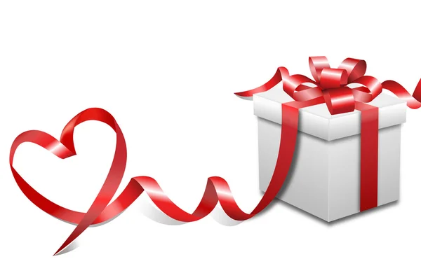 vektör beyaz hediye kutusu ve kalp şerit