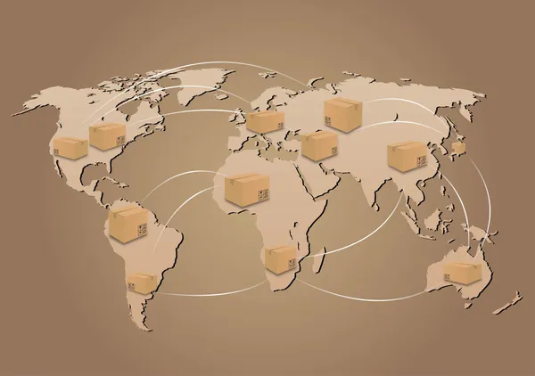 vektör uluslararası teslimat ve karton kutular