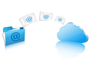 Vector cloud computing concept. cloud synchronizing email with client folder clipart