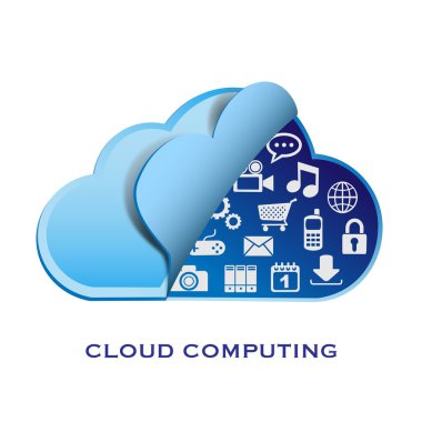 Vector cloud computing and applications clipart