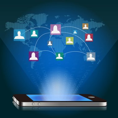 vektör akıllı telefon ve sosyal medya ağı