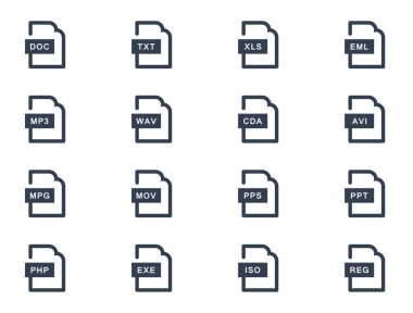 File types. Office and media clipart