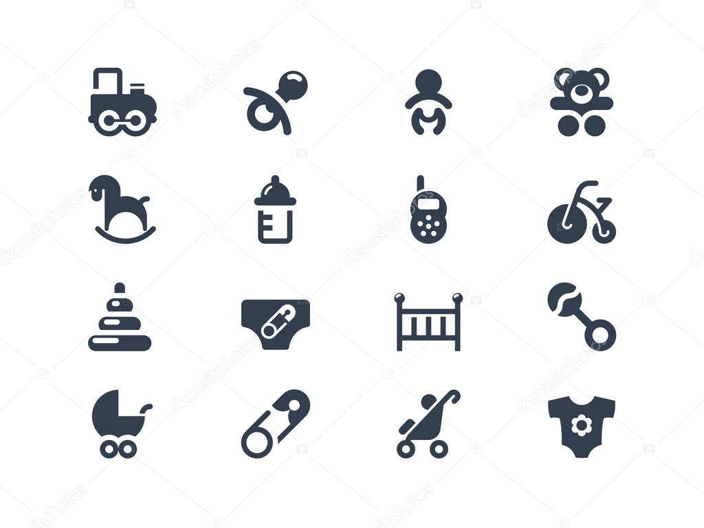 Baby icons on white background
