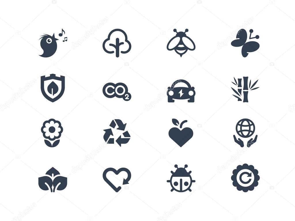 Environment icons on white background