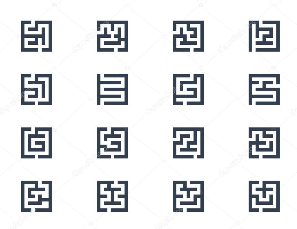 Abstract maze symbols