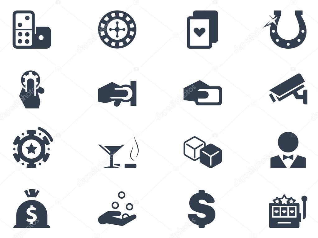 Casino and gambling icons on white background