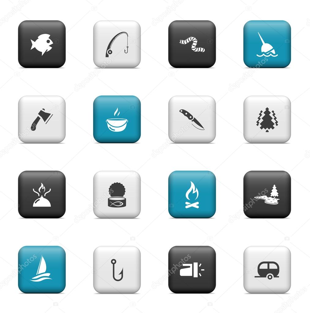 Fishing icons. Buttons