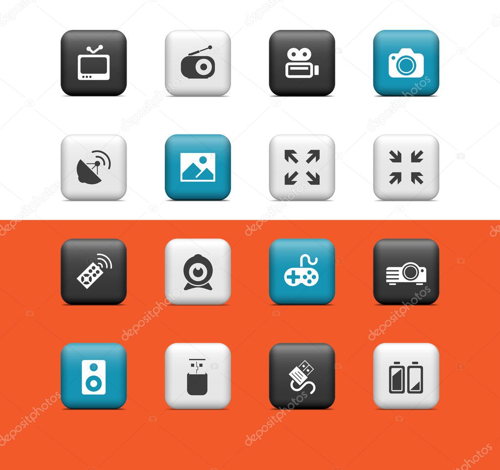 Multimedia icons. Buttons