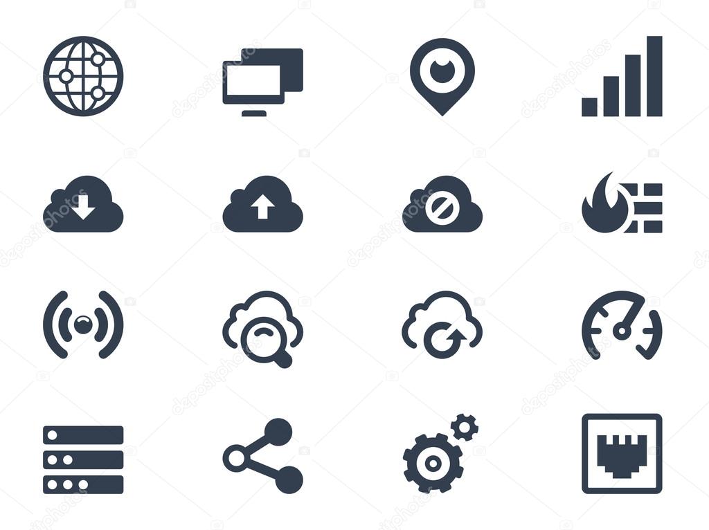 Network icons on white background