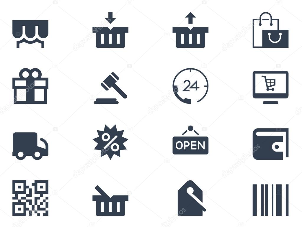 Shopping icons on white background