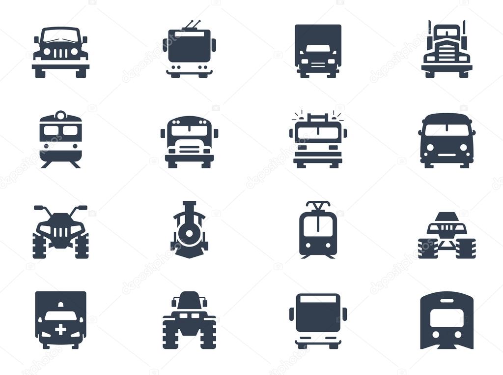 Transportation icons on white background