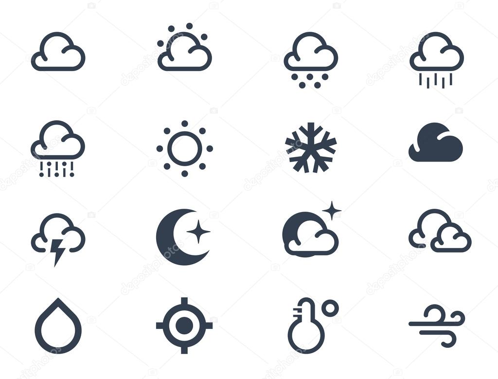 Weather icons on white background
