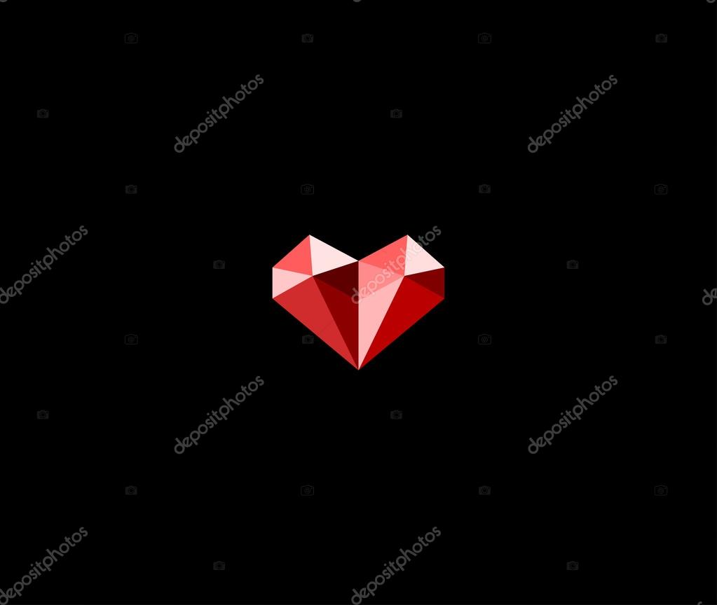 Diamond heart on black background