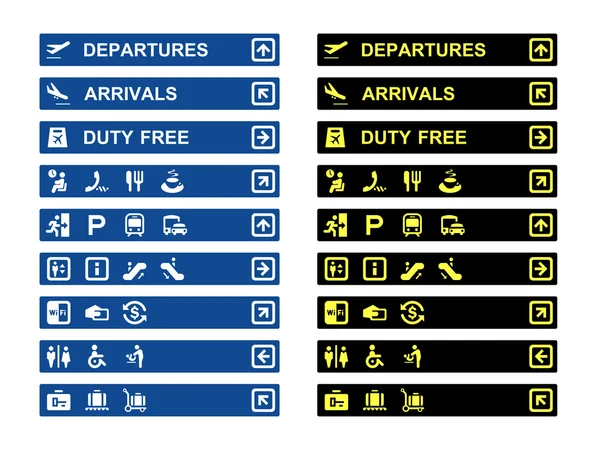Havalimanı terminal afiş ve sembolleri — Stok Vektör