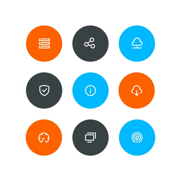 Iconos inalámbricos y de alojamiento. Estilo plano — Archivo Imágenes Vectoriales