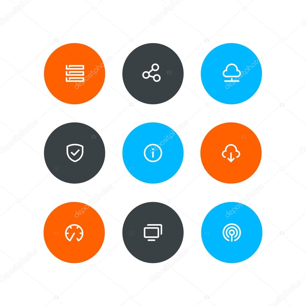 Wireless and hosting icons. Flat style