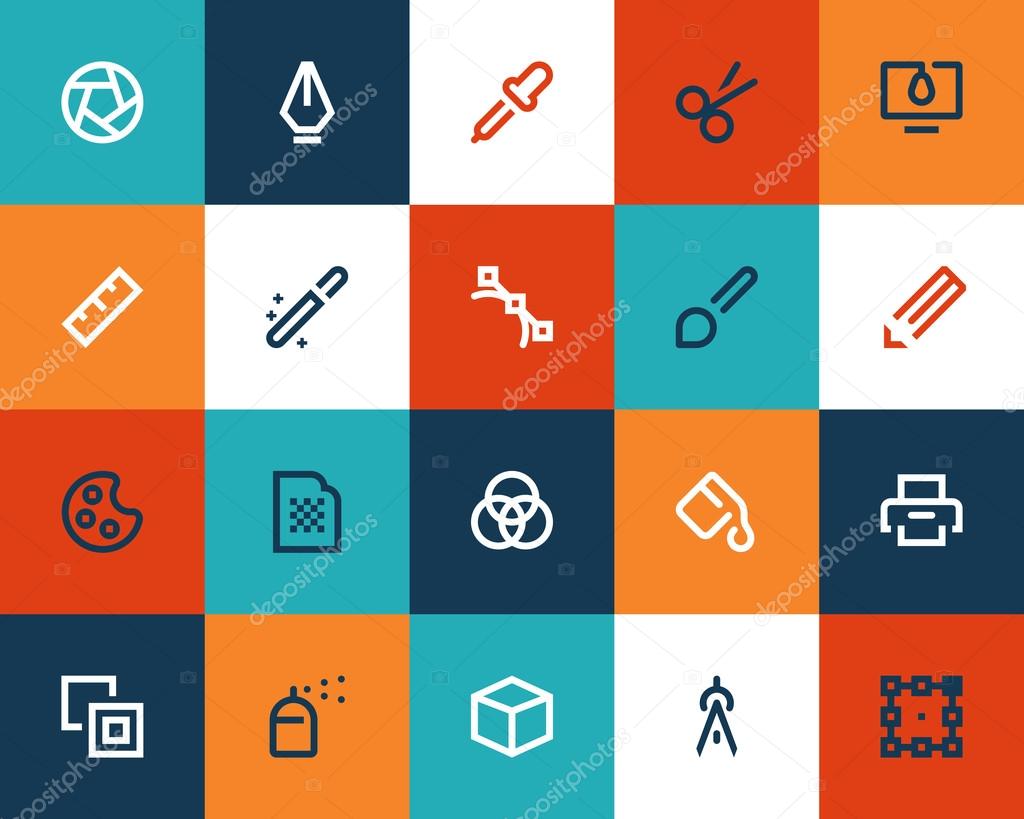 Graphic desing tools. Flat series