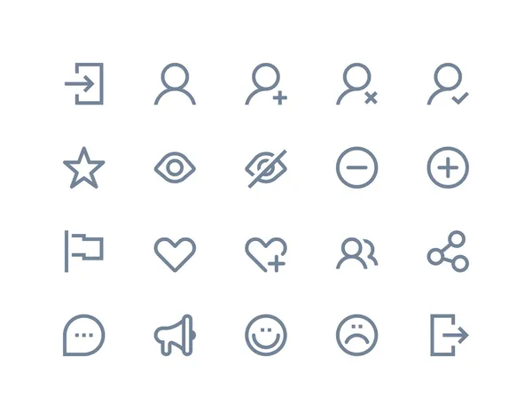Iconos sociales y de comunicación. Serie de línea — Archivo Imágenes Vectoriales