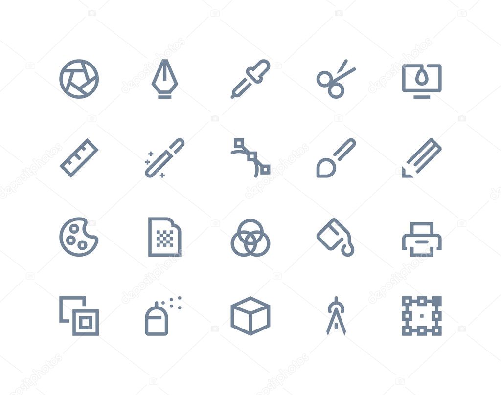 Graphic design icons set. Line series