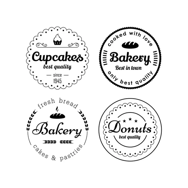 Étiquettes boulangerie et cupcakes — Image vectorielle