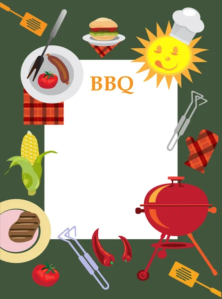 BBQ-wenskaart met picknick objecten. — Stockfoto