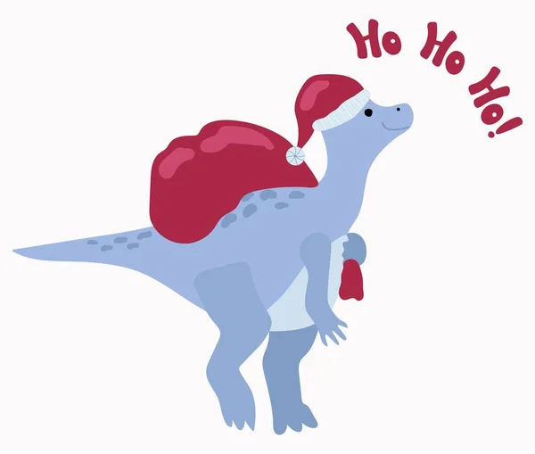 Noël Santa Dinosaure Style Dessiné Main Fond Blanc Isoler Illustration — Image vectorielle
