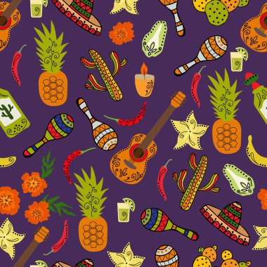 Dia De Los Muertos bayramı için kusursuz bir şablon. Kumaş, tekstil, duvar kağıdı, ambalaj için tasarım.