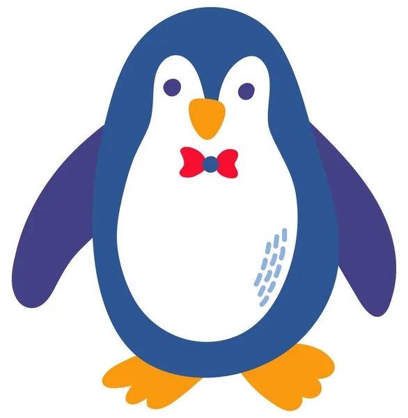 Милый Ручной Пингвин Белый Фон Изолировать Векторная Иллюстрация — стоковый вектор