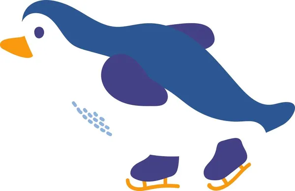 Милый Ручной Конькобежный Пингвин Белый Фон Изолировать Векторная Иллюстрация — стоковый вектор