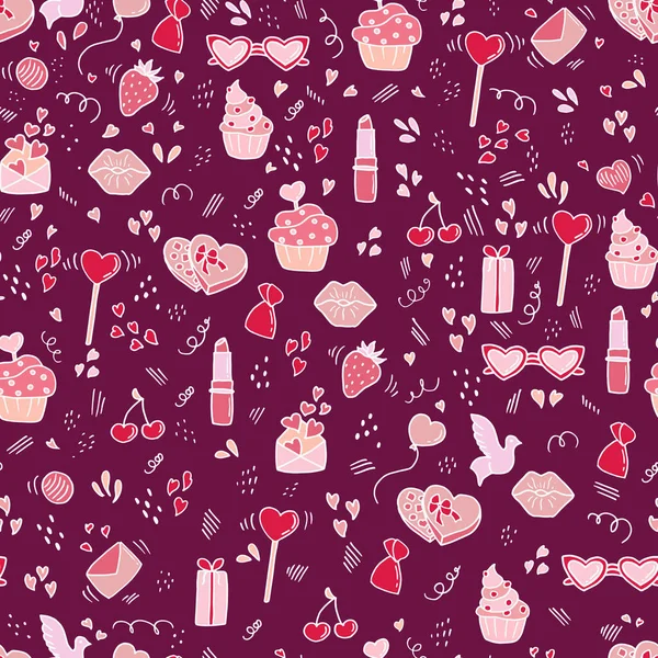 Saint Valentin Motif Sans Couture Valentines Style Caniche — Image vectorielle